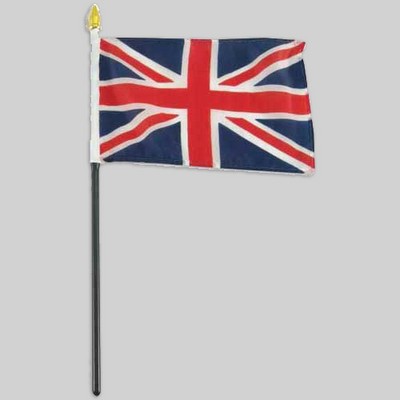 4"x6" United Kingdom Flag With 10" Pole - UK, British, England, English Flag