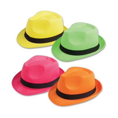Assorted Colors Neon Fedora (12 Pack)