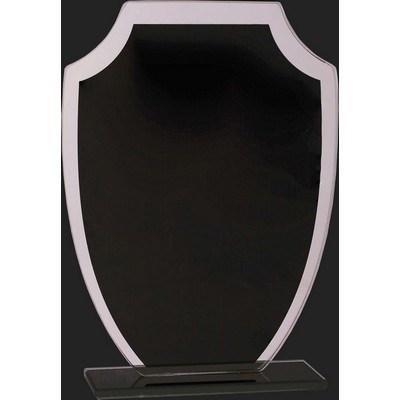 On Reflection Black Shield Glass Award - 6 1/2'' H