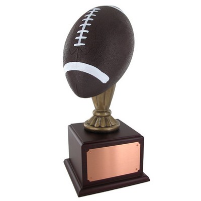 17" Painted Resin Football Trophy w/10 ½" Ball on Rosewood Base