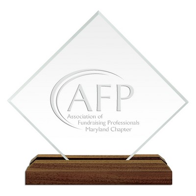 Engraved Diamond Acrylic w/Walnut Base