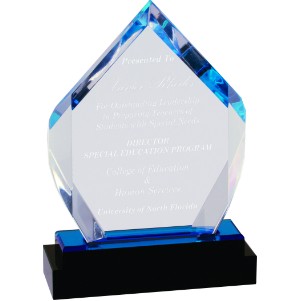 Fusion Diamond Acrylic Award with Crystal Base, Blue, 7"H