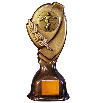 Stock Classic 10" Trophy with 2" Skating Male Coin and Engraving Plate