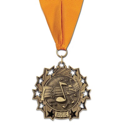 Music TS Medal w/Grosgrain Neck Ribbon (2¼")