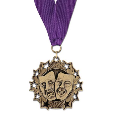 Drama TS Medal w/Grosgrain Neck Ribbon (2¼")
