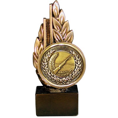 Stock Laurel 9" Trophy with 2" Rifle Coin and engraving plate