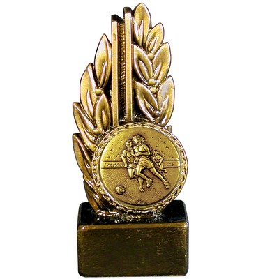 Stock 7" Laurel Trophy With 2" Soccer Female Coin and Engraving Plate