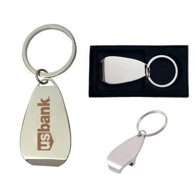 Chrome Bottle Opener w/Key Ring & Gift Case