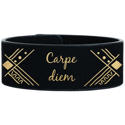 Black/Gold Leatherette Bracelet (9.5" x 1")