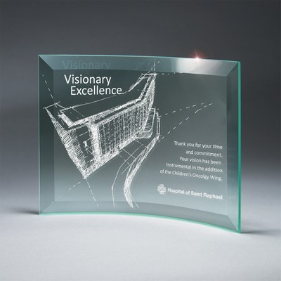 Beveled Jade Glass Crescent Plaque (8"x6"x1/4")