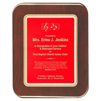 Red Plate Rosewood Piano-Finish Plaque w/Elliptical Edge (9"x12")