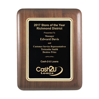 Black Plate Walnut Plaque w/Elliptical Edge (8"x10")