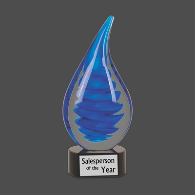Blue Twist Rain Drop Art Glass Award (10¼")