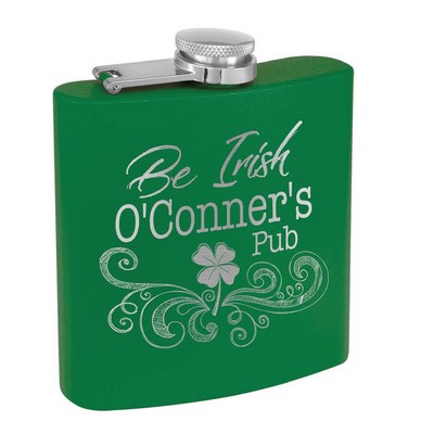 6 Oz. Matte Green Powder Coated Stainless Steel Flask