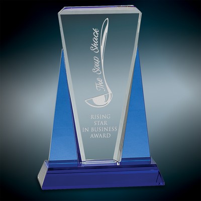 Blue & Clear Wedge Crystal On Blue Base