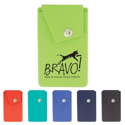 Silicone Smart Phone Wallet w/Snap Closure/Stand