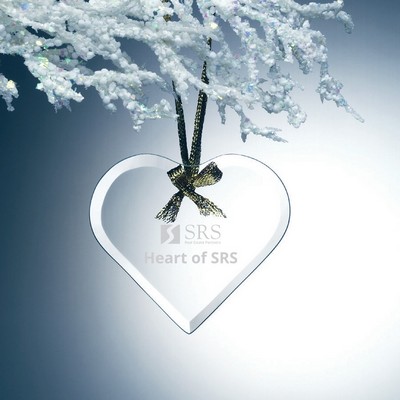 Beveled Jade Glass Ornament - Heart
