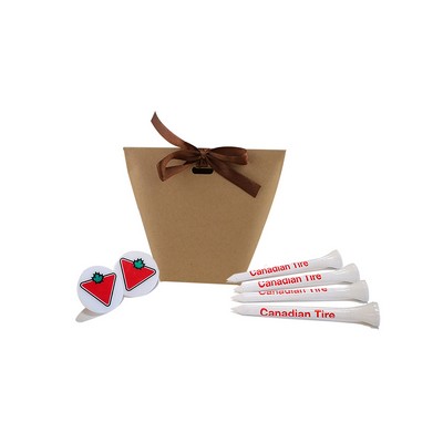 Natural Retro Mini Box w/ 15 Golf Tees + 2 Markers