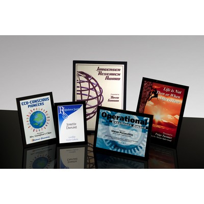 OPTIMA: Acrylic & Metal Desk or Wall Award w/Black Acrylic Panel