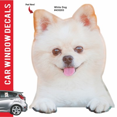 White Dog Ride-Along Car Mesh Head|Left Window Peel Off