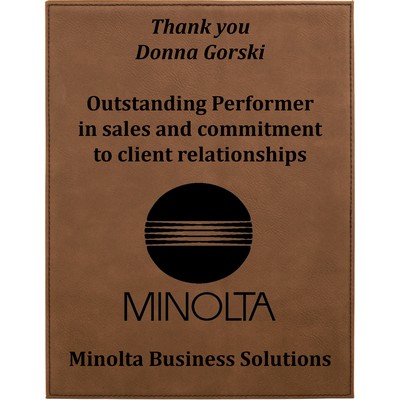 8" x 10" Dark Brown Laserable Leatherette Plaque