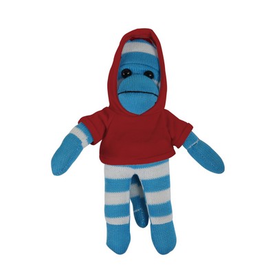 soft plush Blue Sock Monkey with hoodie