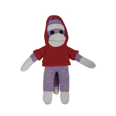 soft plush Purple Sock Monkey with hoodie