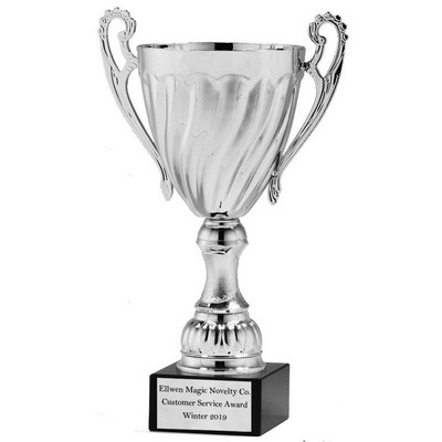 17 ¼" Swirl Silver Metal Trophy Cup w/Black Marble Base