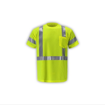 High Visibility Short Sleeve Birdseye T-shirt, Class 3, Lime