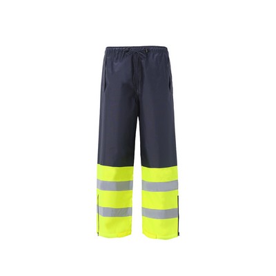 High Visibility Rain Pants, Class E, Lime/Navy, 300 Denier