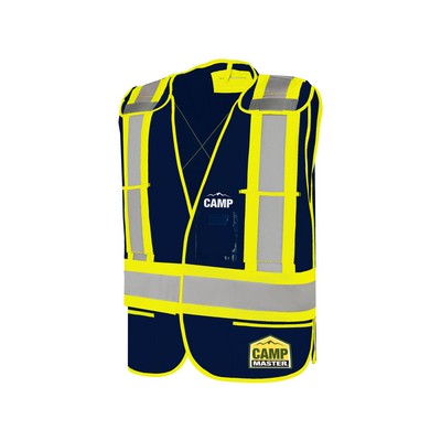 Navy Universal 5 Pt. Tear-Away Solid Traffic Vest, 4" Refl. Tape, 5 Pockets