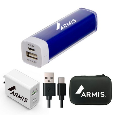 2200mAh Lipstick Power Bank Travel Kit - UL Certified