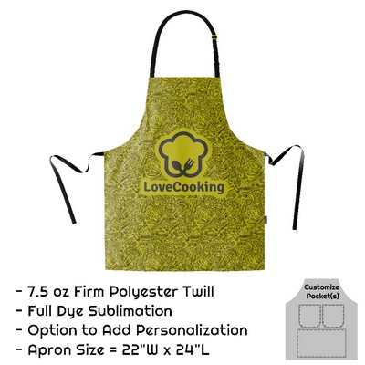 Poly Twill Sublimation Bib Apron - 22"W X 24"L