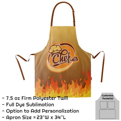 Poly Twill Sublimation Bib Apron - 23"W X 34"L