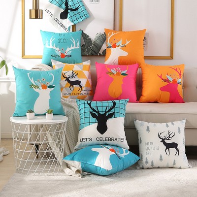 Full Printed 15.8 x 15.8" Premium Square Polyester Short Plush Throw Pillowcase W/Hidden Zipper