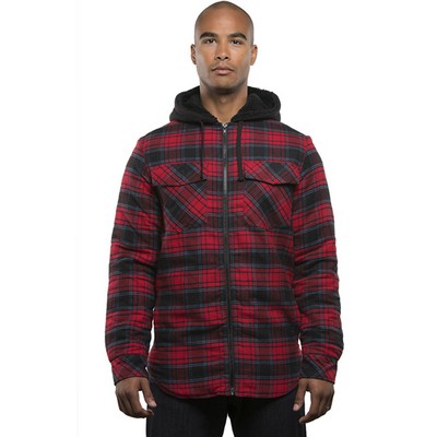 Burnside Mens Hooded Flannel Jacket