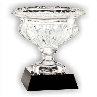 Crystal Vase on Black Base, 6 1/4"H