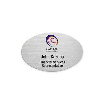 Printed Oval Metal Name Badge Magnet Fastener - Large Oval (OV) 2.57" x 1.70"