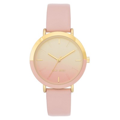 Nine West® Women's Pink/Gold Ombre Dial Strap Watch