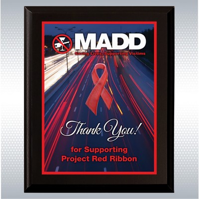 Black Matte Finish Wood Plaque w/Full Color Sublimated Plate (6" x 8")