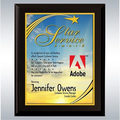 Black Matte Finish Wood Plaque w/Full Color Sublimated Plate (8" x 10")