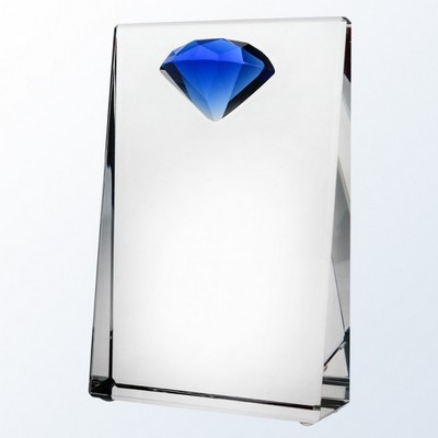 Blue Diamond Wedge Crystal Award, 5"H