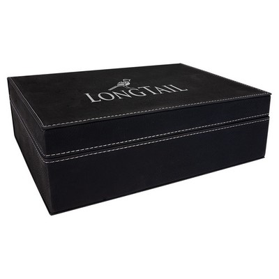 10 1/4" x 7 1/2" Black/Silver Leatherette Premium Gift Box