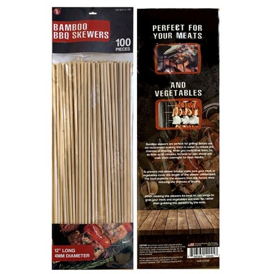 12" 100 Piece Bamboo BBQ Skewer Set