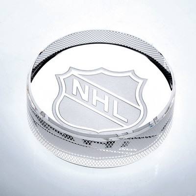 Crystal Hockey Puck Paperweight