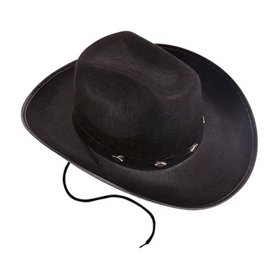 Black Felt Cowboy Hat With Cords