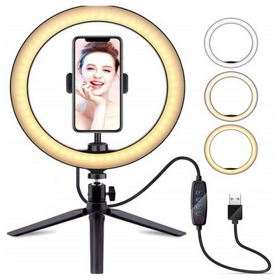 10" Selfie Ring Light with Tripod Stand & Phone Holder for Live Streaming, Video & Photos