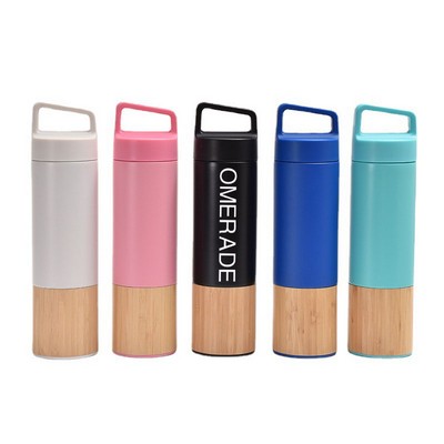 Stainless Steel With Wood Vacuum Flasks Insulated Bottle