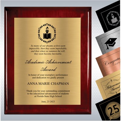 Rosewood Piano Plaque Academic Achievement Gift (12" x 15")