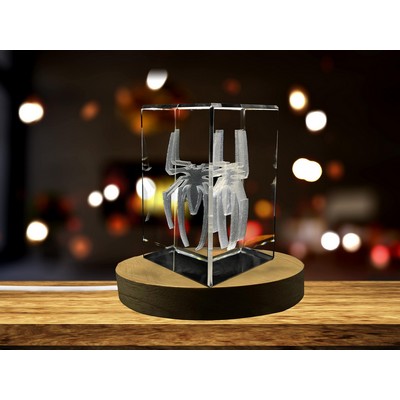 Spider 3D Engraved Crystal Trophy Award w/LED Base Light